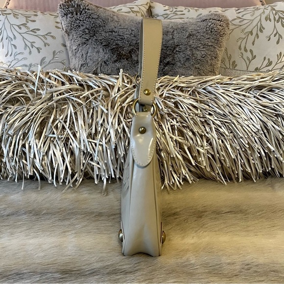 TIFFANY & FRED PARIS Cream Bone Patent Leather Structured Hobo Shoulder Hand Bag - Picture 7 of 9